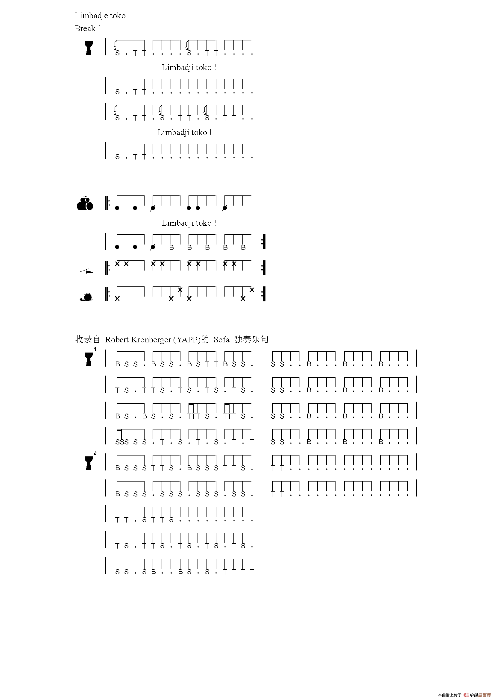 Sofa / Limbadji toko（非洲手鼓谱）