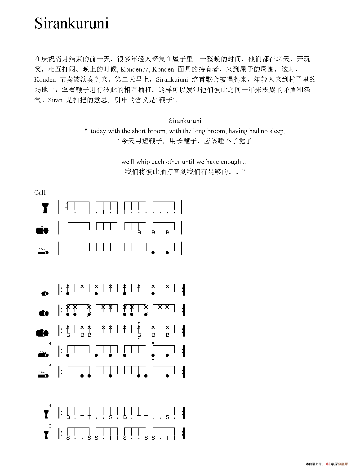 Sirankuruni（非洲手鼓谱）