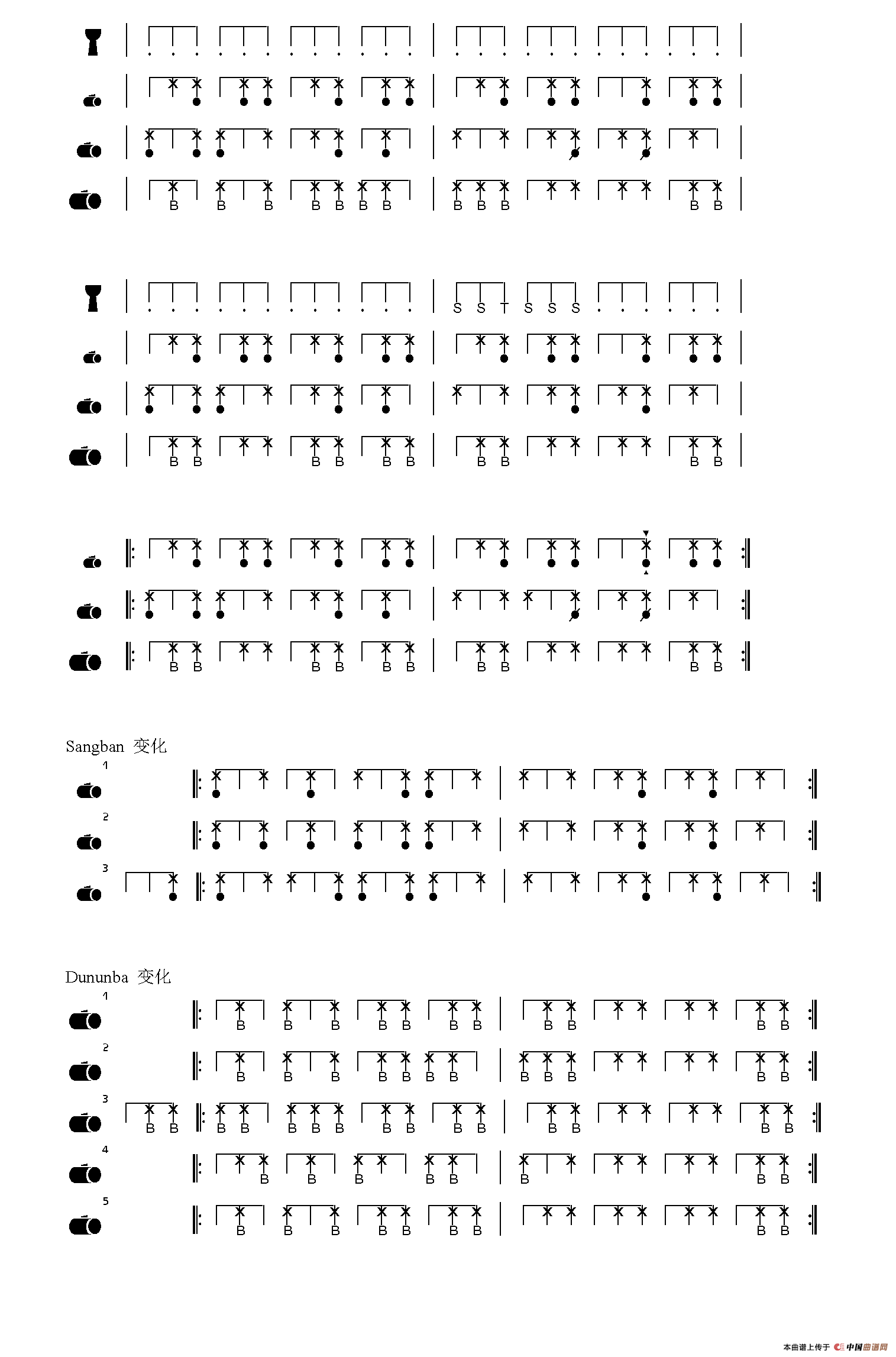 GBeredu（非洲手鼓谱）