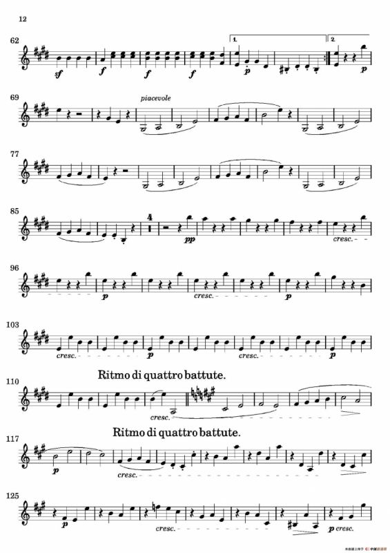 Quartet No.14 in C Sharp Minor（第十四号升C小调弦乐四重奏）（第二小提琴分谱）