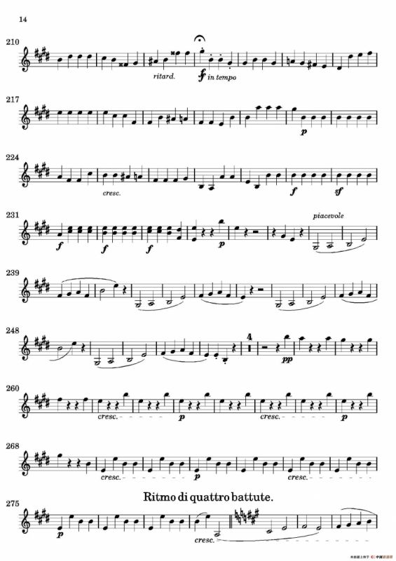 Quartet No.14 in C Sharp Minor（第十四号升C小调弦乐四重奏）（第二小提琴分谱）