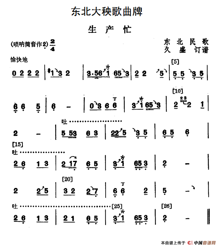 东北大秧歌曲牌：生产忙