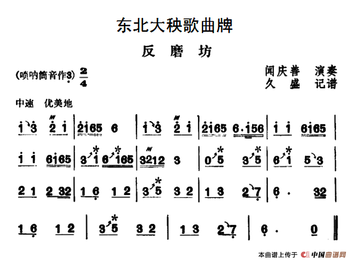 东北大秧歌曲牌：反磨坊