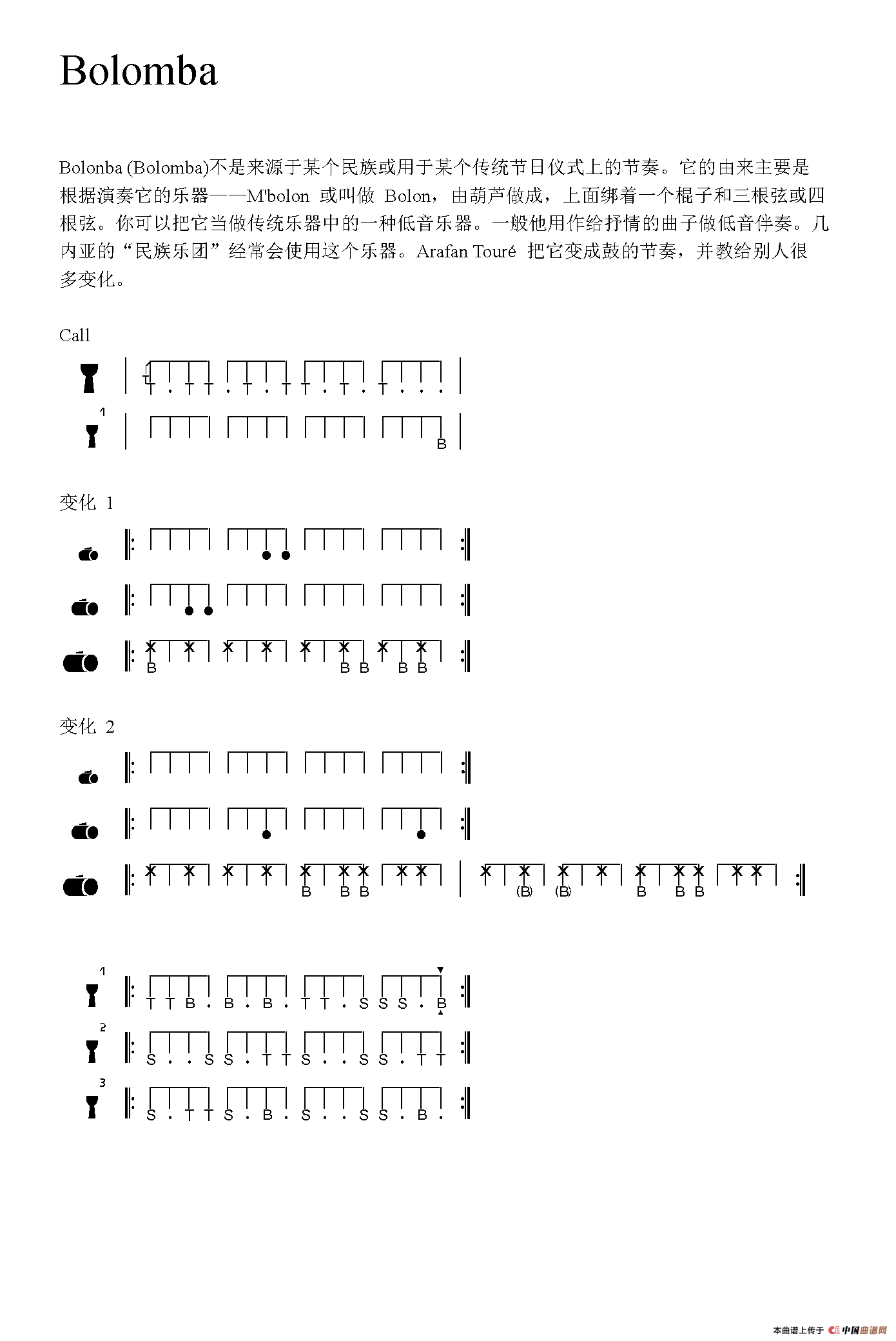 Bolomba（非洲手鼓谱）