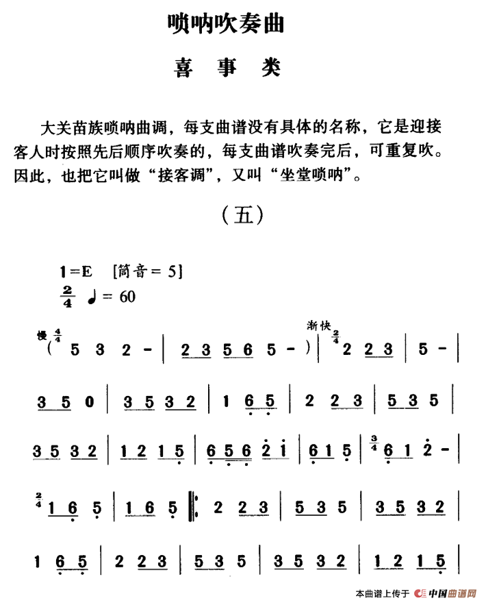 大关苗族唢呐吹奏曲调：喜事类（五）