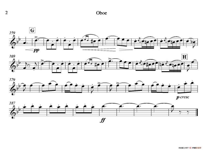 饮酒歌（管弦乐队2支双簧管分谱）