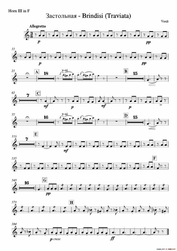 Brindisi （La Traviata）（管弦乐队分谱）