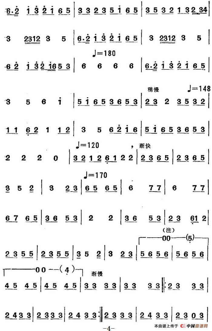 江南丝竹乐曲：文将军（主旋律谱）