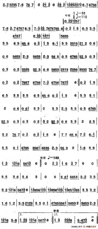 江南丝竹乐曲：云庆（主旋律谱）