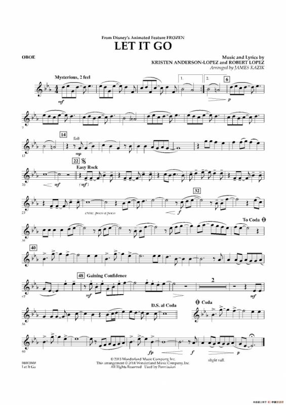 Let it go（《冰雪奇缘》主题曲）（交响管乐分谱）