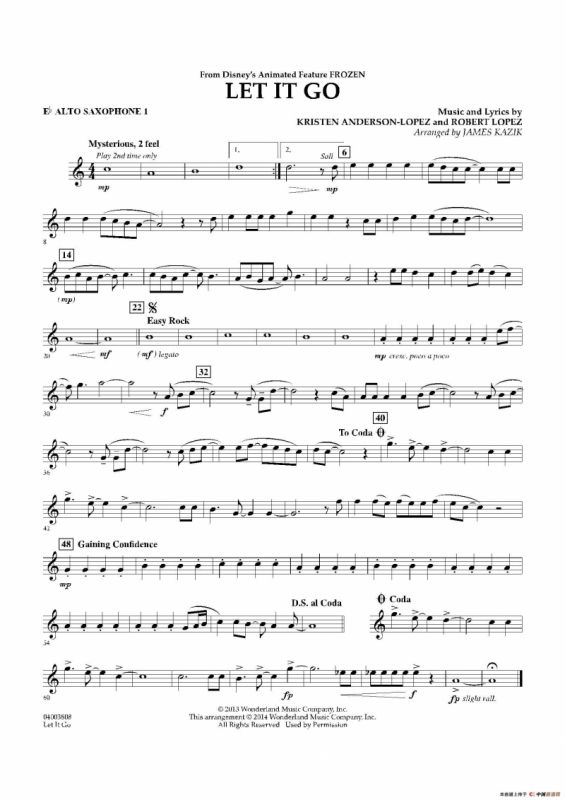 Let it go（《冰雪奇缘》主题曲）（交响管乐分谱）