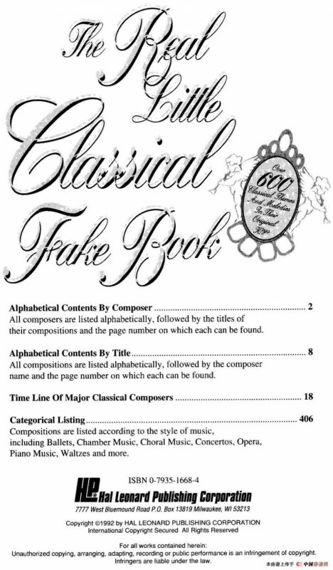 The Real Little Classical Fake Book（P1-20）