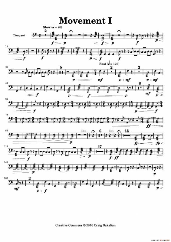 Movement（萨克斯四重奏与打击乐）（定音鼓分谱）