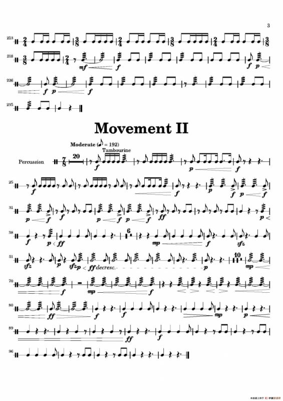 Movement（萨克斯四重奏与打击乐）（打击乐分谱）
