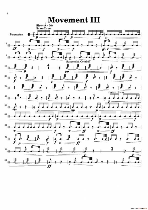 Movement（萨克斯四重奏与打击乐）（打击乐分谱）