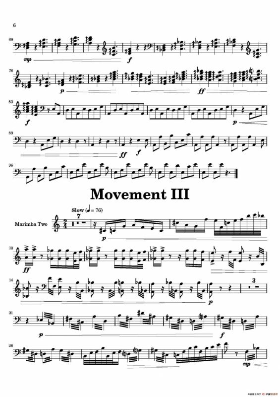 Movement（萨克斯四重奏与打击乐）（第二木琴分谱）