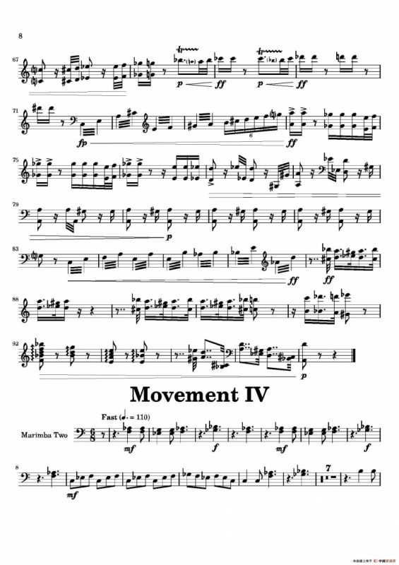 Movement（萨克斯四重奏与打击乐）（第二木琴分谱）