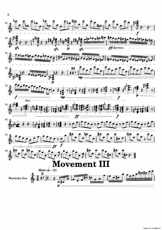 Movement（萨克斯四重奏与打击乐）（第一木琴分谱）