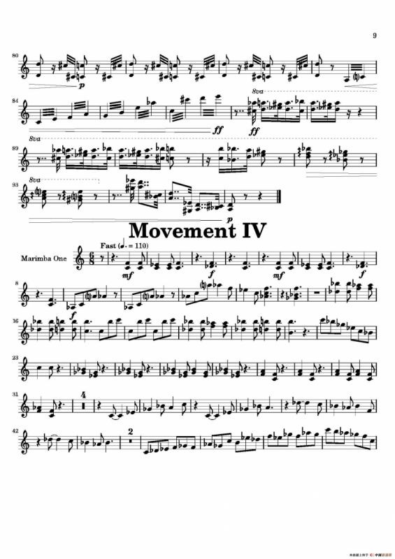 Movement（萨克斯四重奏与打击乐）（第一木琴分谱）