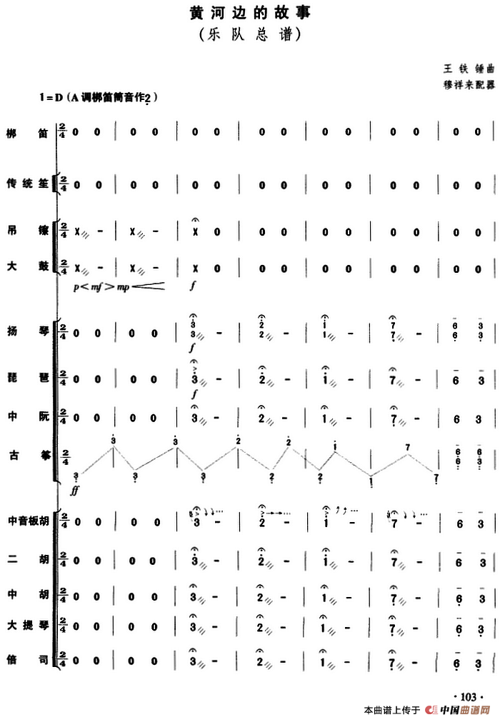 黄河边的故事（乐队总谱）