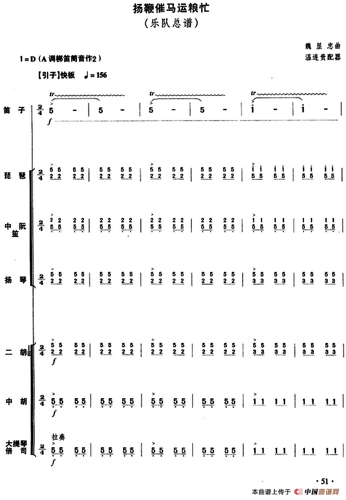 扬鞭催马运粮忙（乐队总谱）