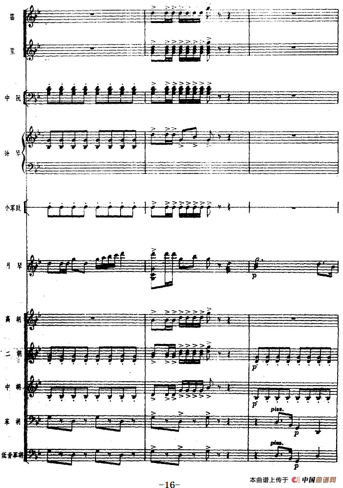 月琴组曲：四、冬猎（民族管弦乐总谱）