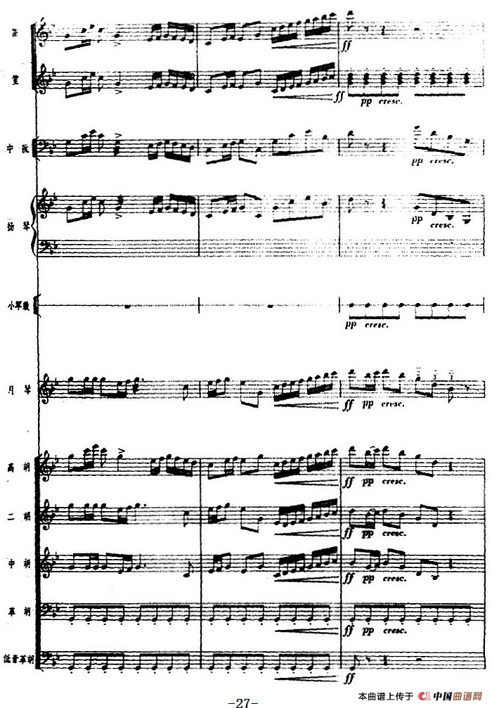 月琴组曲：四、冬猎（民族管弦乐总谱）