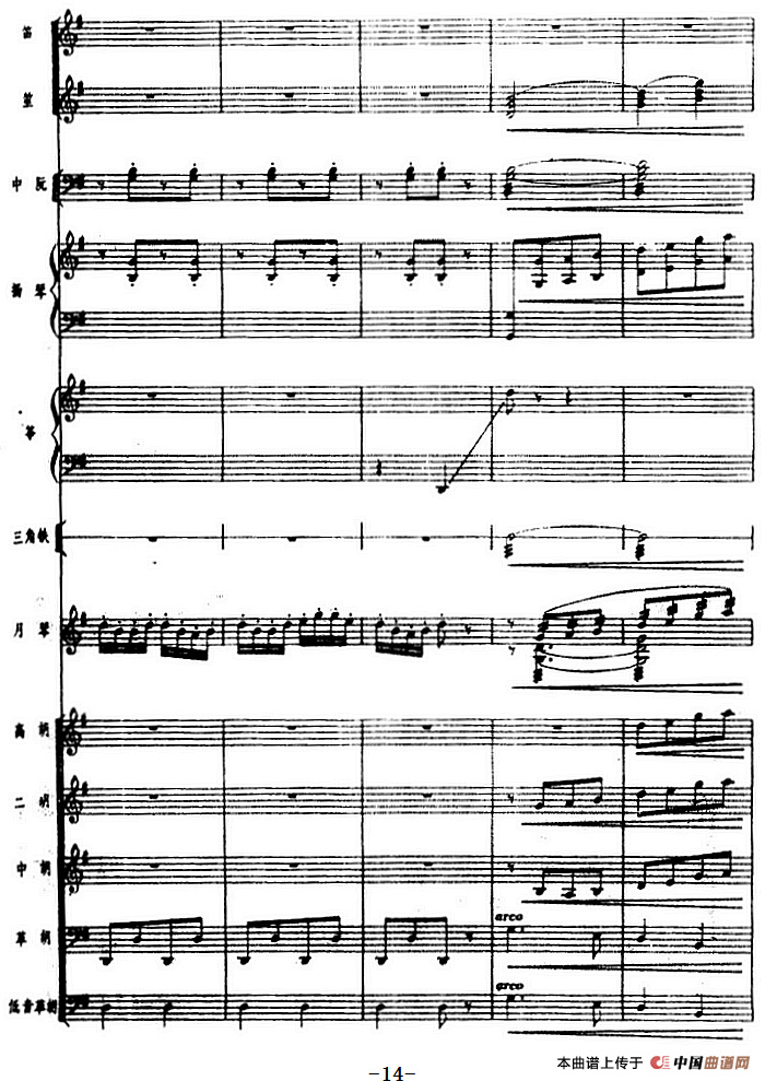 月琴组曲：三、渔歌（民族管弦乐总谱）