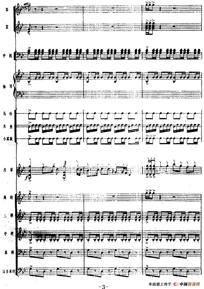 月琴组曲：一、赛马（民族管弦乐总谱）