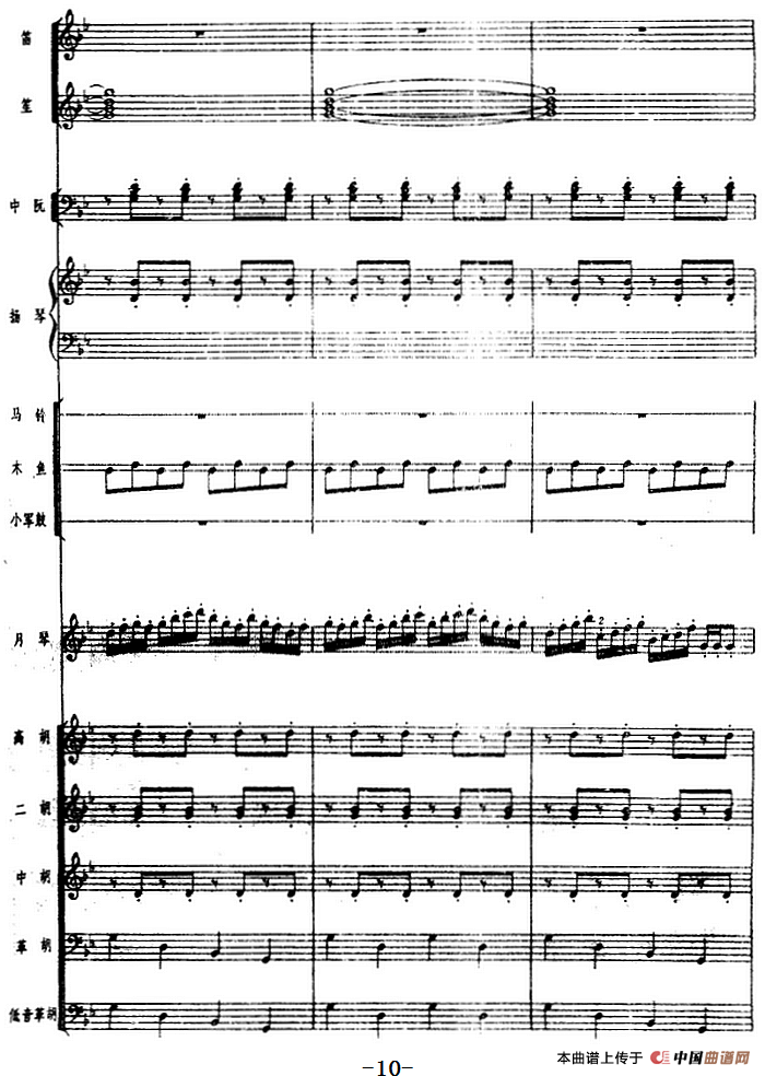 月琴组曲：一、赛马（民族管弦乐总谱）