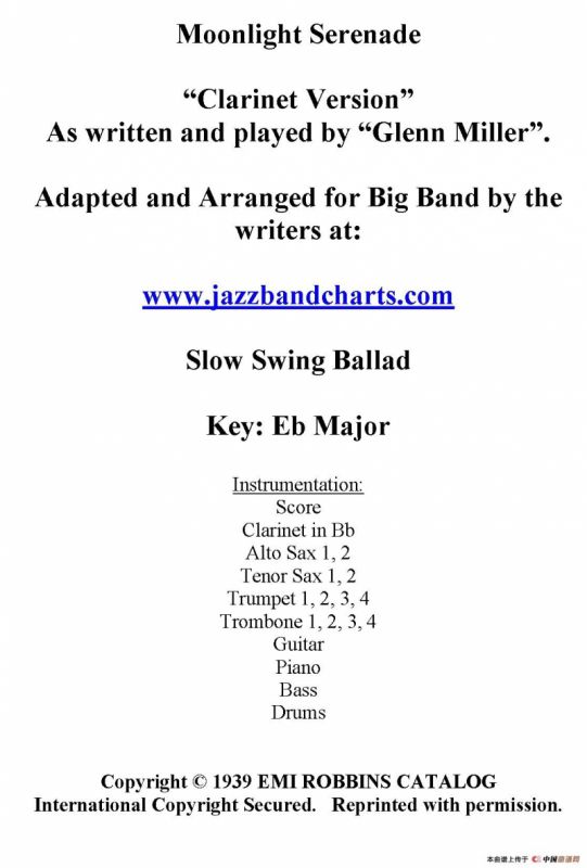 Moonlight Serenade（爵士乐队总谱）