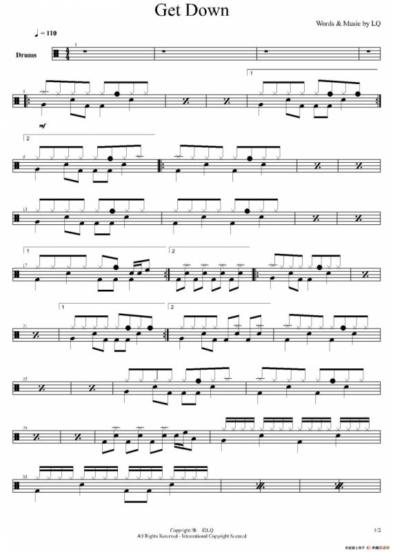 Get Down（鼓谱）