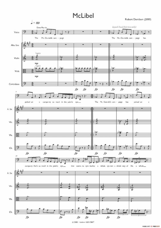 Mclibel（小提琴中提琴萨克斯声乐贝斯五重奏）