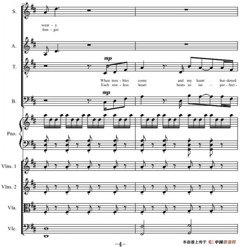 You Raise Me Up（四部合唱钢琴和乐队）