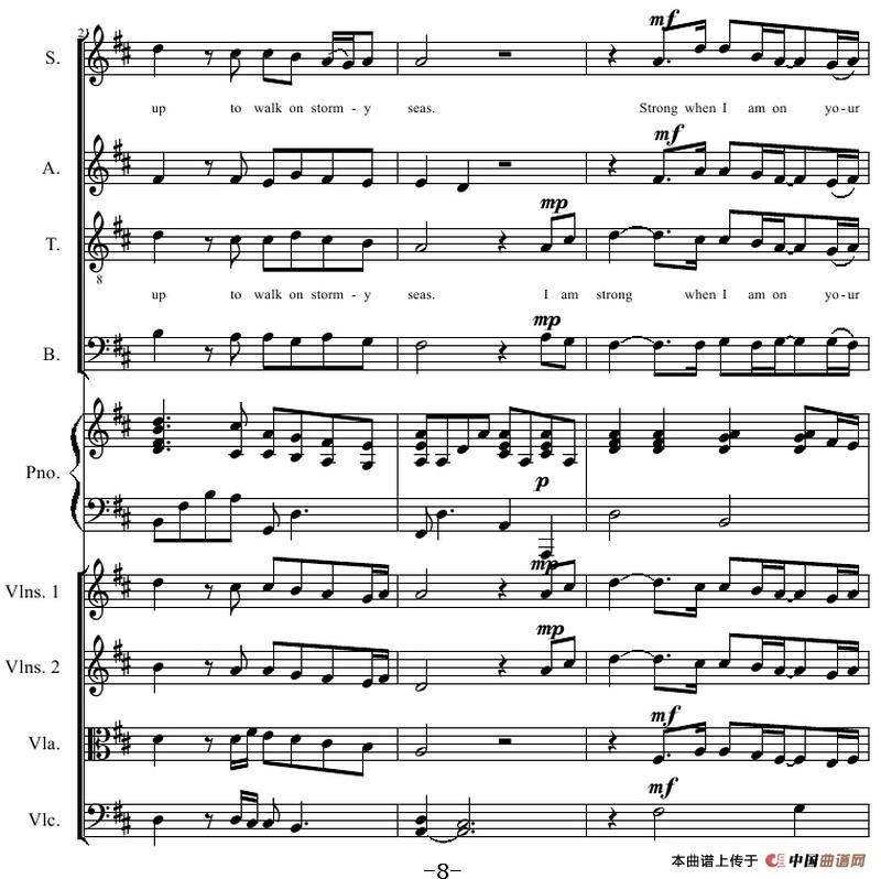 You Raise Me Up（四部合唱钢琴和乐队）