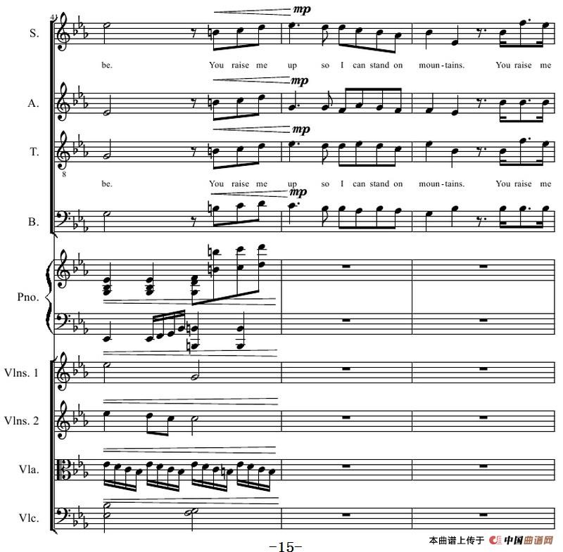 You Raise Me Up（四部合唱钢琴和乐队）