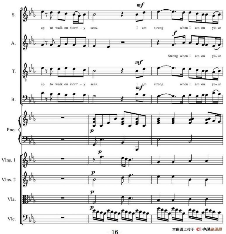 You Raise Me Up（四部合唱钢琴和乐队）