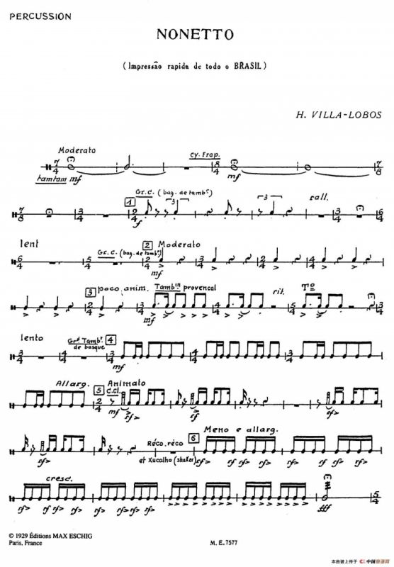 Nonetto（打击乐器组分谱）