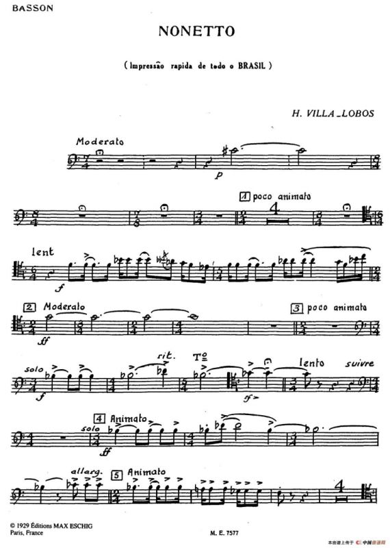 Nonetto（巴松分谱）