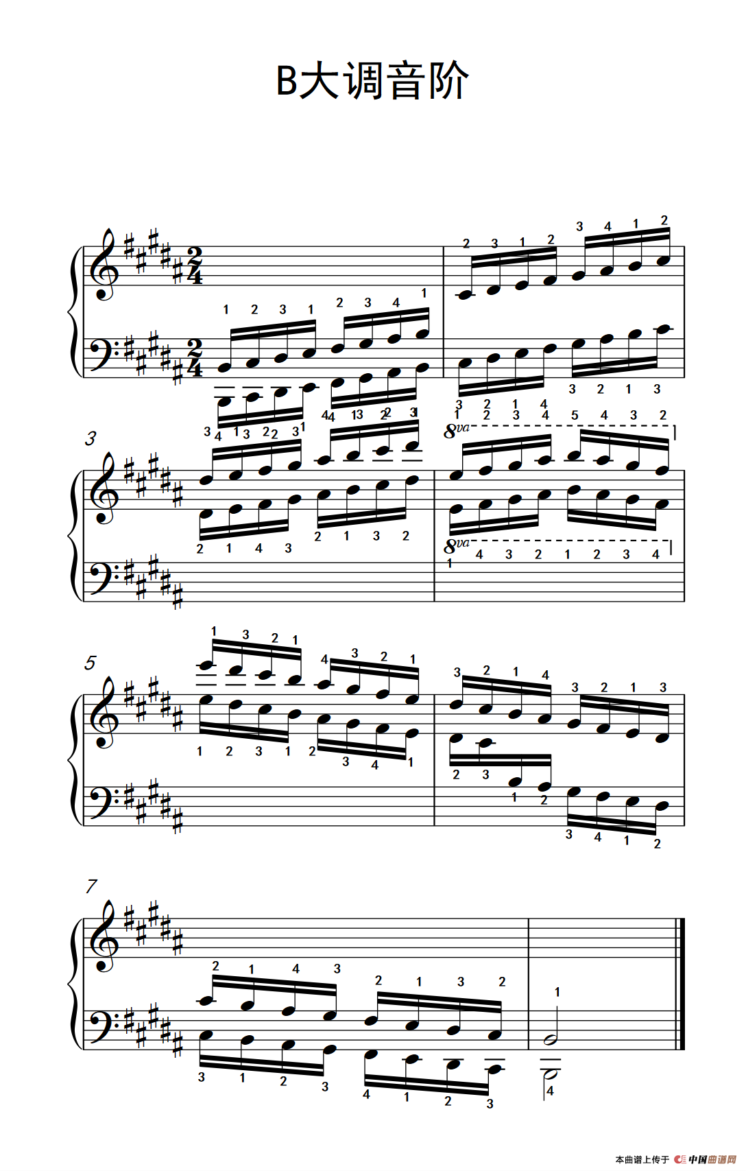 第六级 11.B大调音阶（中央音乐学院 钢琴（业余）考级教程 4-6级）