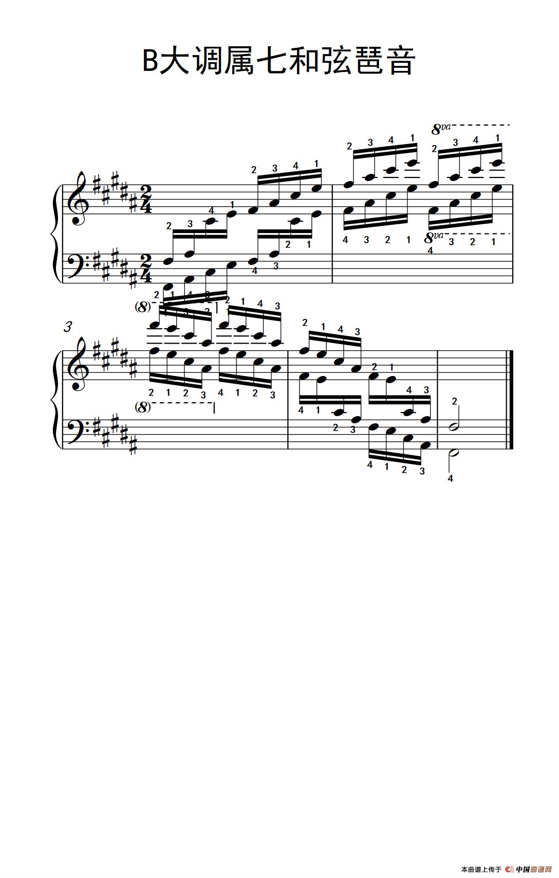 第五级 6.B大调属七和弦琶音（中央音乐学院 钢琴（业余）考级教程 4-6级）
