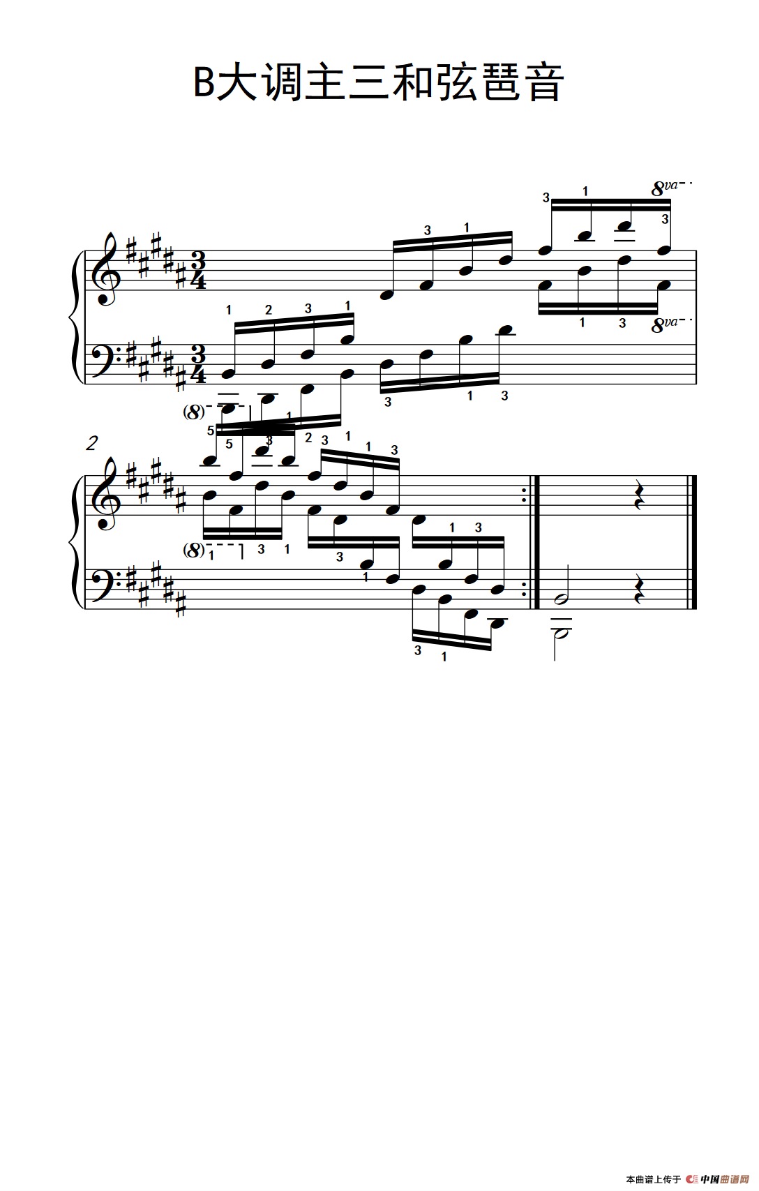 第五级 11.B大调主三和弦琶音（中央音乐学院 钢琴（业余）考级教程 4-6级）