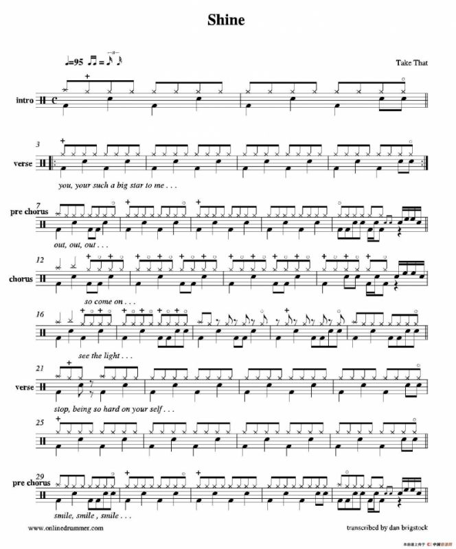 Shine（鼓谱）
