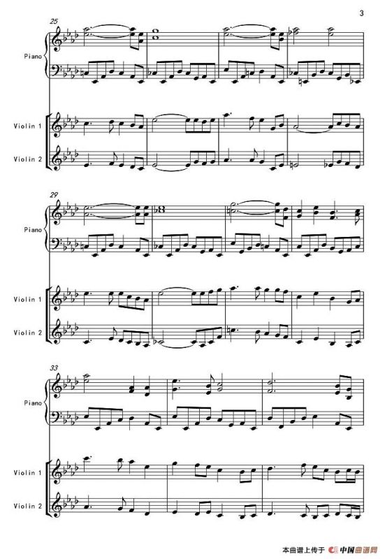 降A大调小夜曲II（夜）（双小提琴+钢琴）