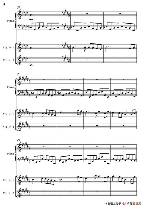 降A大调小夜曲II（夜）（双小提琴+钢琴）