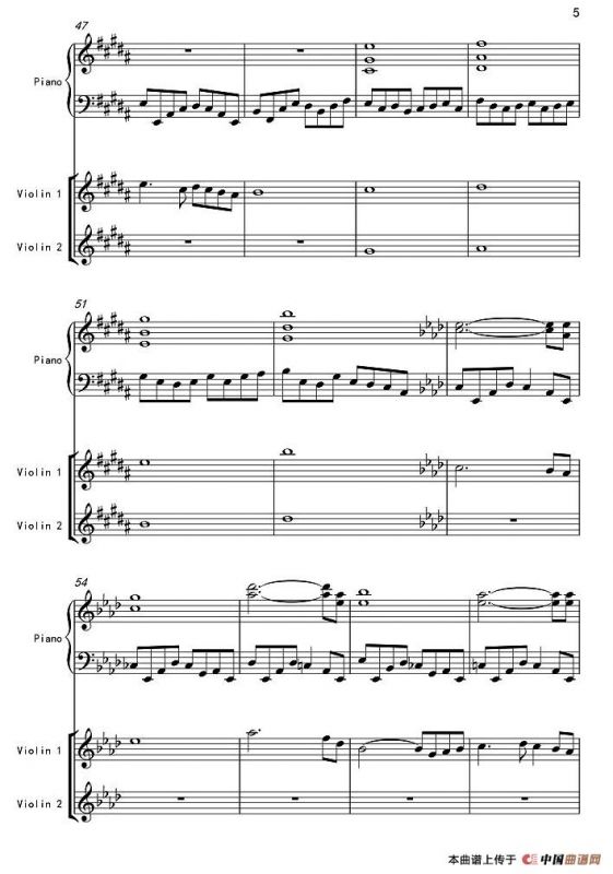 降A大调小夜曲II（夜）（双小提琴+钢琴）