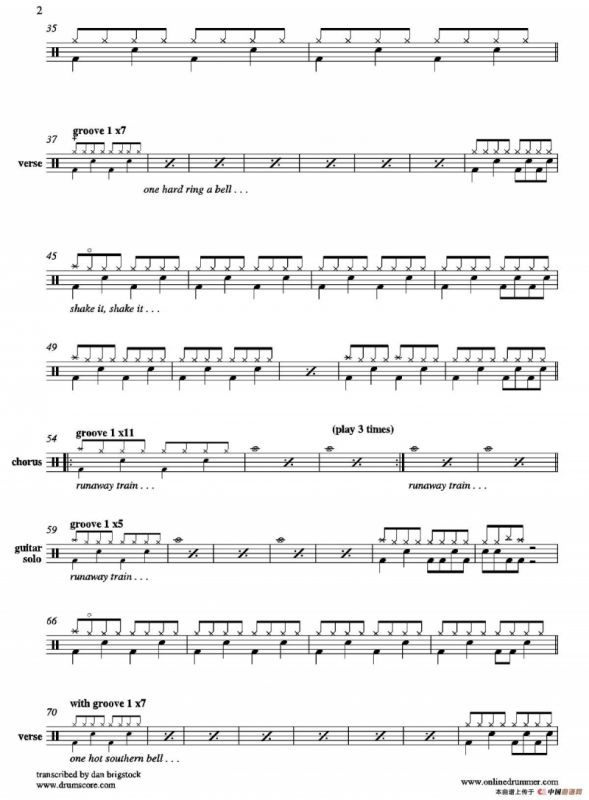 Rock N Roll Train（鼓谱）