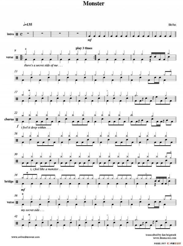 Monster（鼓谱）