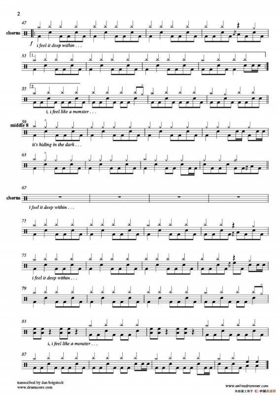 Monster（鼓谱）