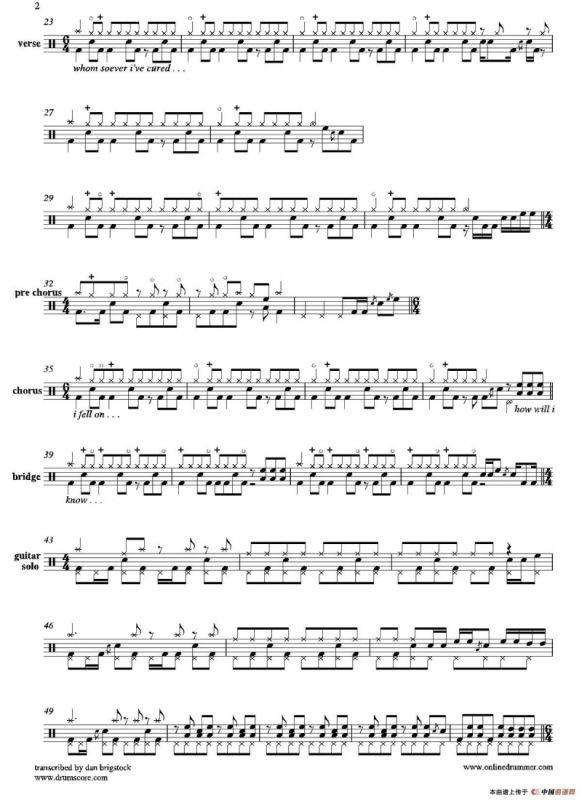 Fell On Black Days（鼓谱）